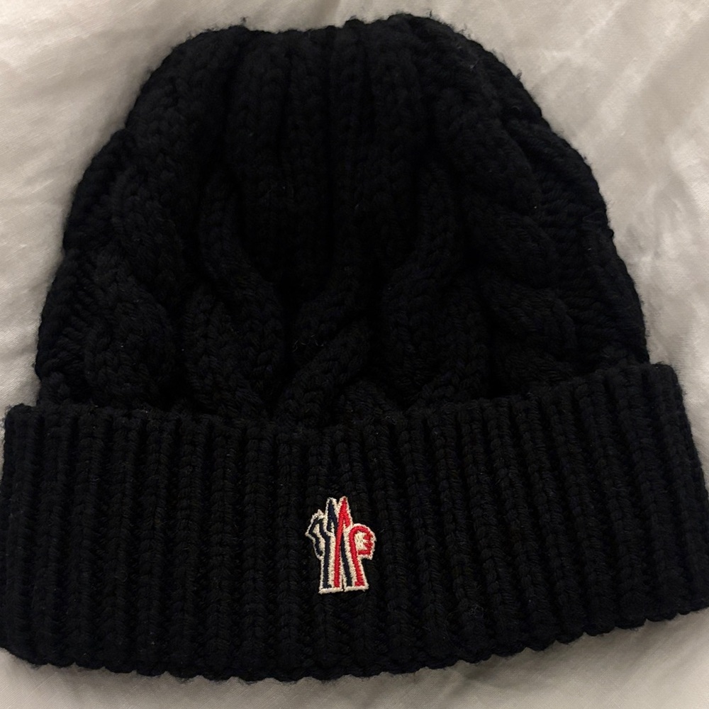 Moncler Black Cable Knit Beanie